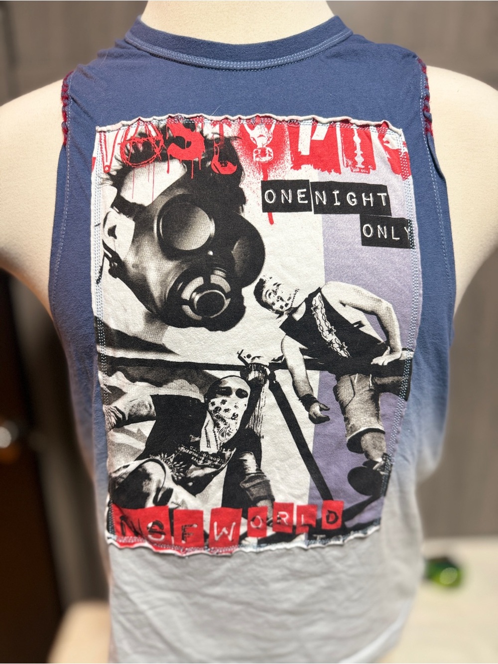 Nasty Pig Blue Tank with Red and Black Graphic Patch